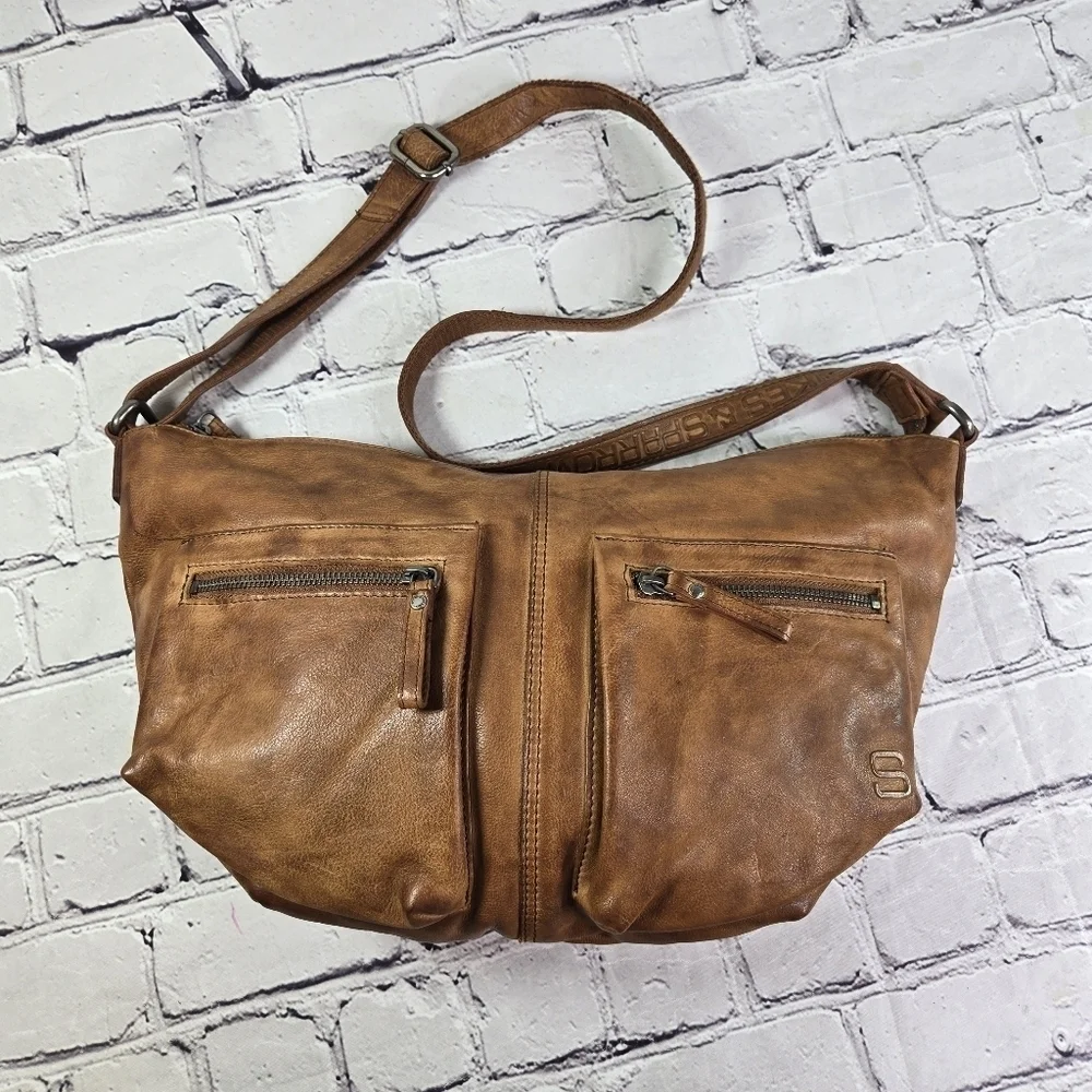 Spikes & Sparrow Ellie brandy cognac brown leather hobo bag purse
